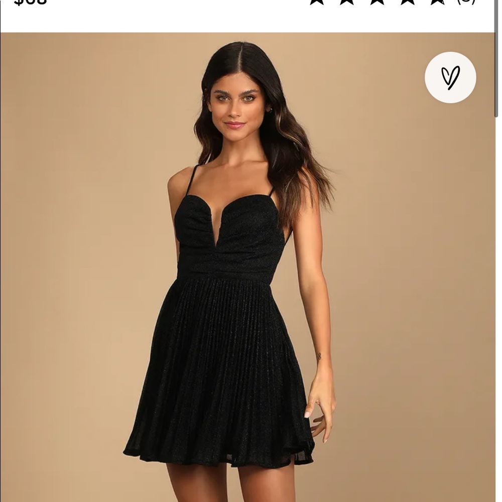 Shine Tonight Black Sparkly Pleated Skater Dress